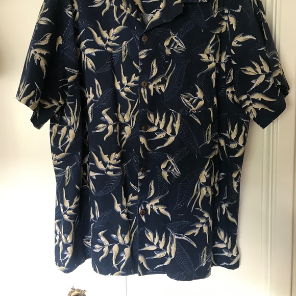 NWT High Surf Hawaiian Shirt Sz: 2XL Palm Leaf Navy Blue Button down S/S Casual - Picture 2 of 6